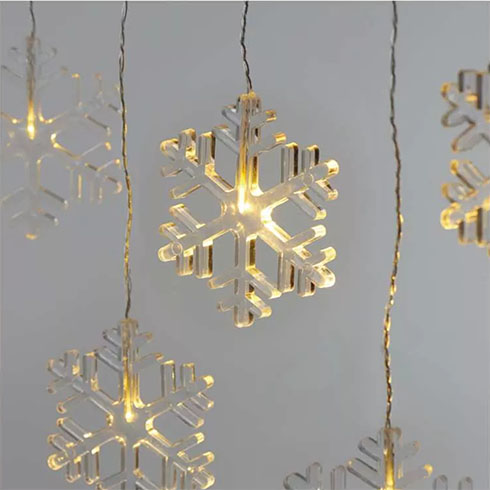 LED fényfüggöny hópelyhekkel (84x45 cm) meleg fehér, kültéri és beltéri