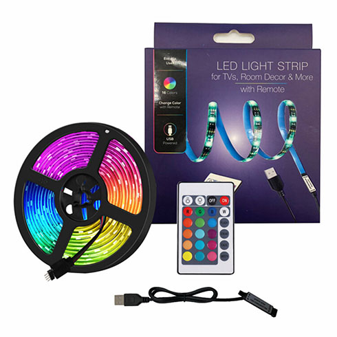 USB csatlakozós RGB LED szalag szett, TV háttérvilágítás távirányítóval, 200 cm
