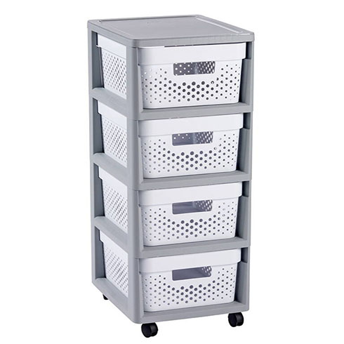 Infinity fiókos tároló 4x11L - Szürke-fehér