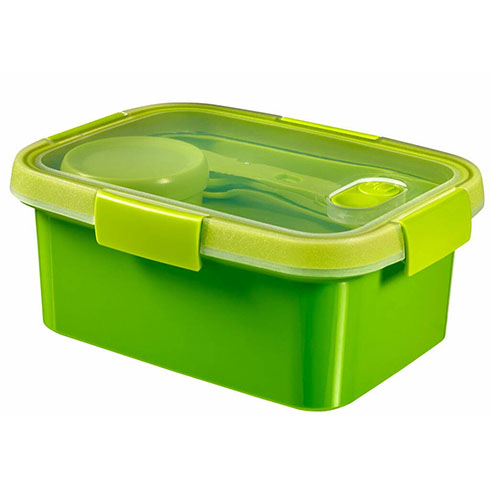 Smart to Go tároló doboz szett evőeszközzel (1,2L) - Zöld