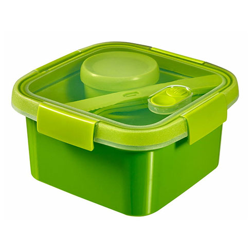 Smart to Go tároló doboz szett evőeszközzel (1L) - Zöld