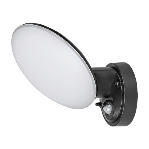 Varna kültéri fali LED lámpa (12W/720 lm) IP54, mozgásérzékelős, fekete, természetes fehér