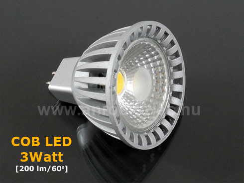 LED lámpa MR16 (COB LED/3W/60°) meleg fehér