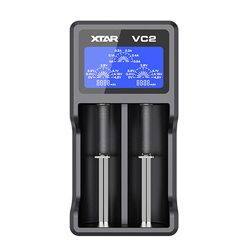 VC2 Univerzális Li-Ion USB akkumulátor töltő, LCD kijelzővel