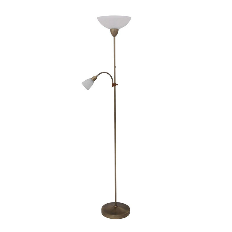 Pearl classic állólámpa olvasókarral (E27+E14) bronz-fehér