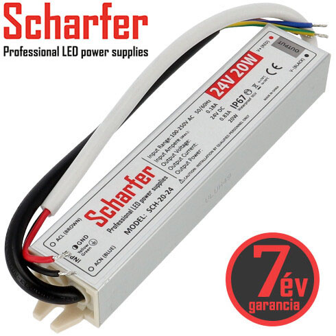 Vízálló LED tápegység 24 Volt (20W/0.83A) IP67