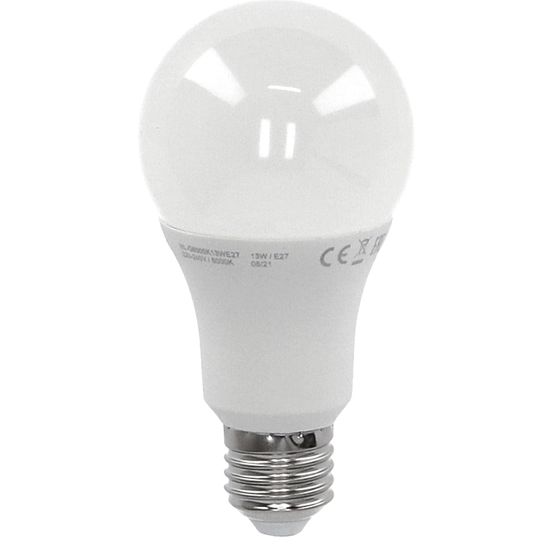 E27 LED lámpa (13W/180°) Körte - hideg fehér