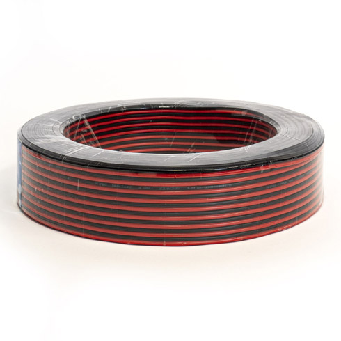 Vezeték LED szalaghoz, rézzel bevont alumínium, piros/fekete (2x0.5 mm2) 100 méter