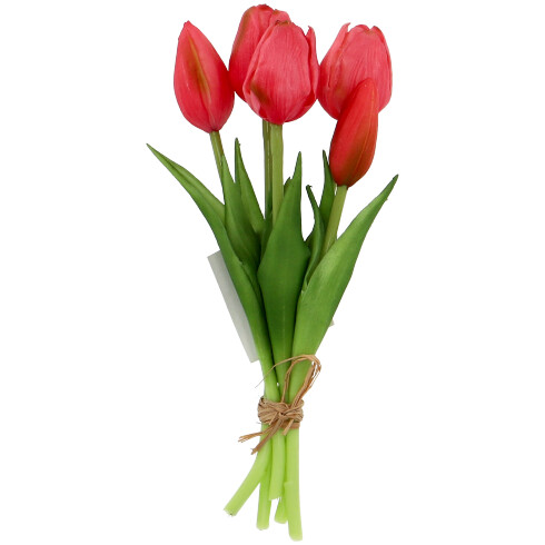 Művirág - Tulipán csokor (22x9 cm), rózsaszín