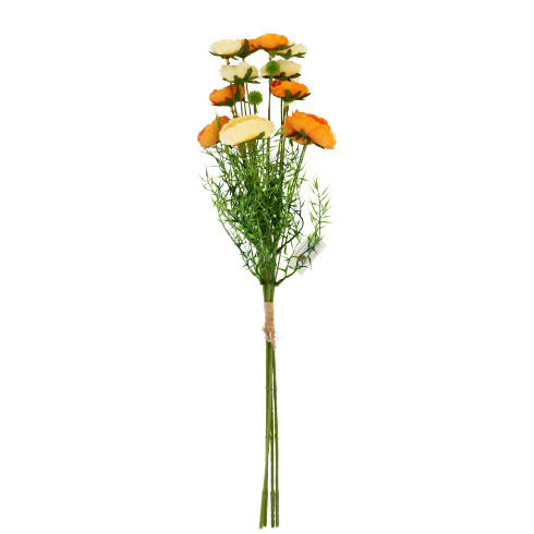 Művirág, selyemvirág - Boglárka csokor (60x19 cm), sárga-narancs színű