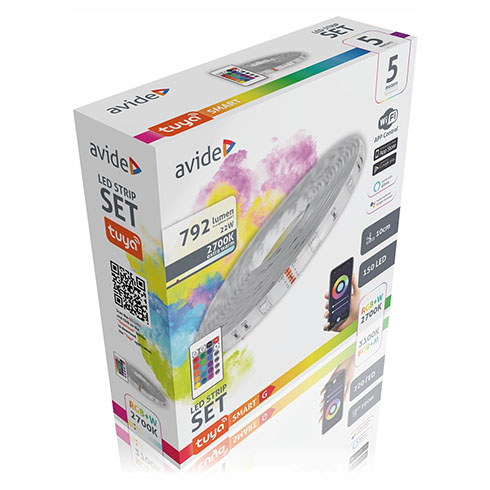 Színváltós + fehér LED szalag szett: 5 méter RGB+WW, adapter, 24 gombos távirányító + Smart Wi-Fi vezérlés