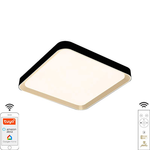 Távirányítós mennyezeti LED lámpa konyhába, nappaliba LC9 (48W) fekete, Wi-Fi színhőm+fényerő állítás!