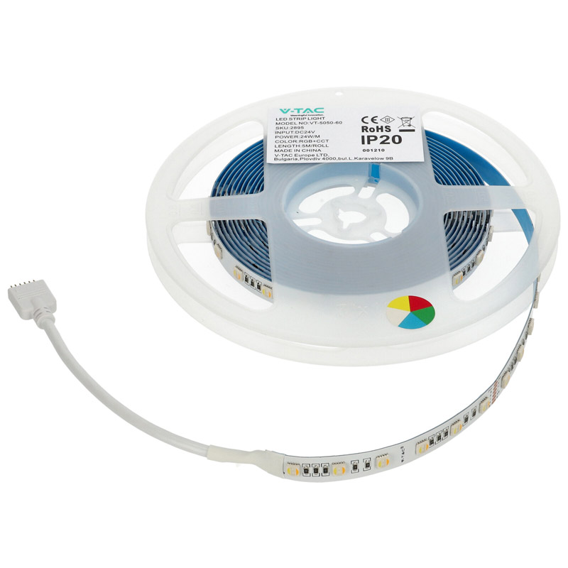 LED szalag beltéri 5050-60 (24 Volt) - RGB + CCT változtatható színhőm.