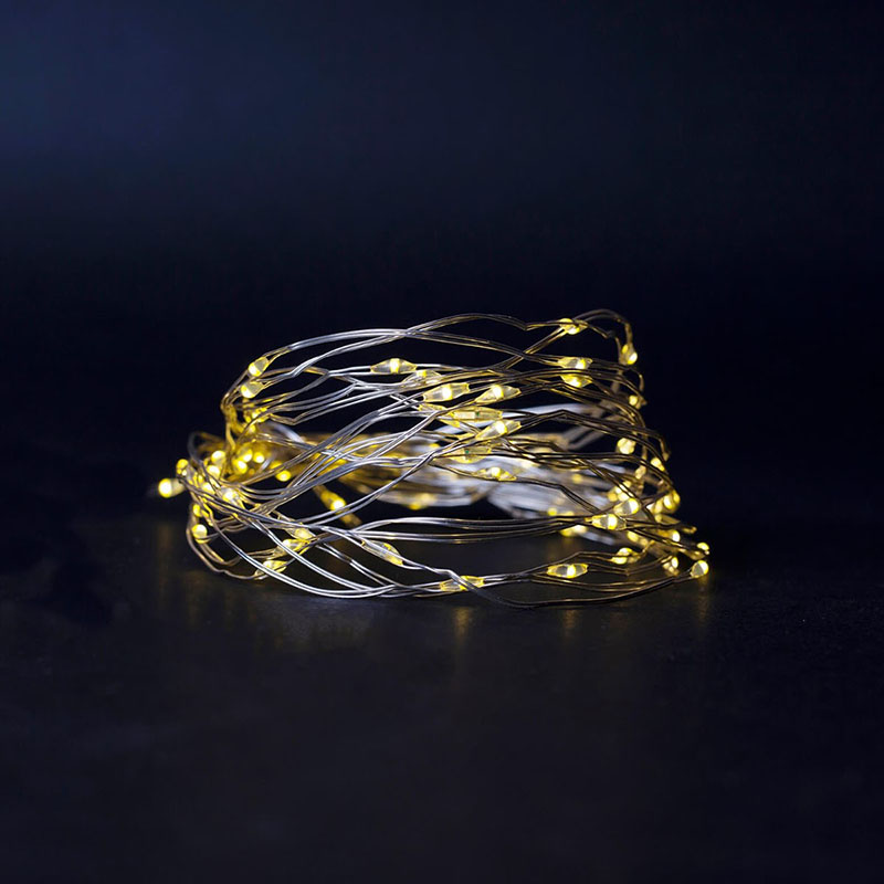 Elemes nano LED fényfüzér időzítővel (1 méter/20 LED) meleg fehér