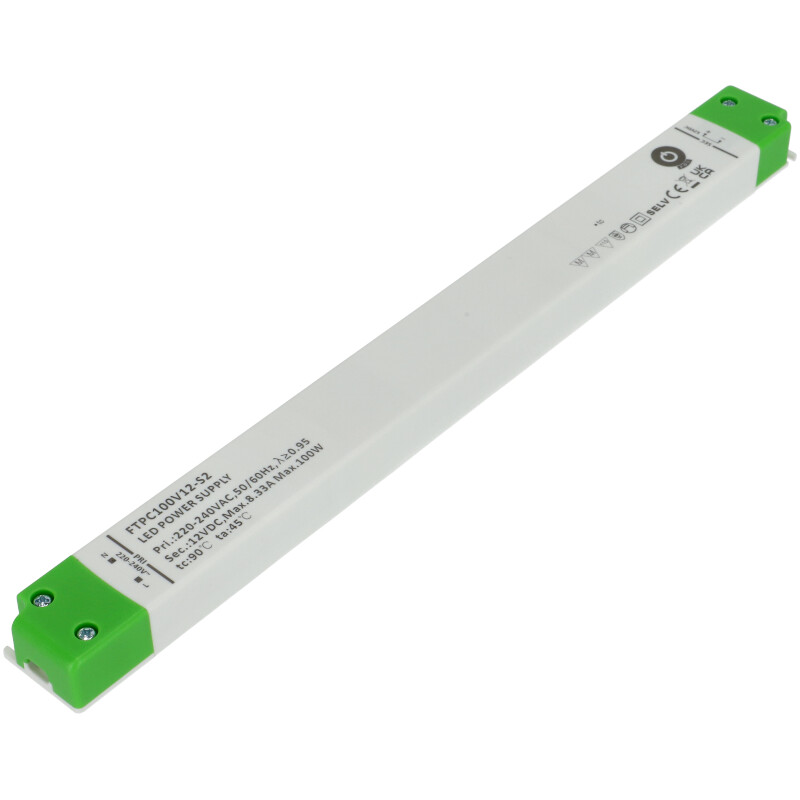 LED tápegység 12 Volt - műanyag házas, ipari (100W/8.33A) Long, 5 év garancia