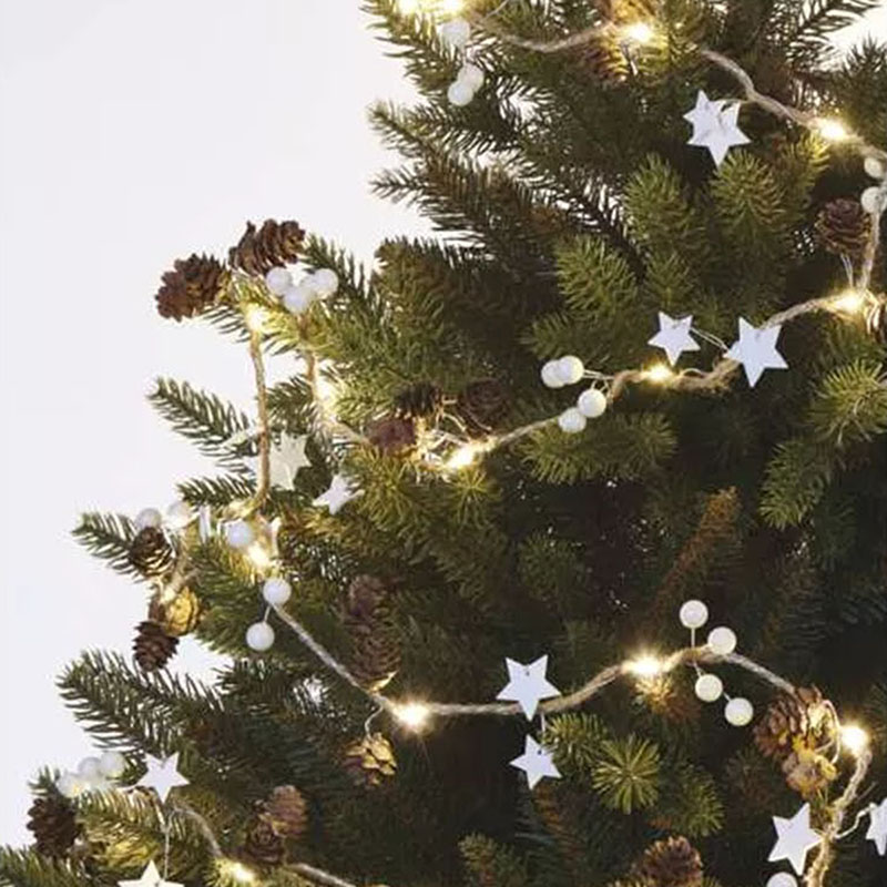 Elemes LED dekoráció (1.7m/20 LED) meleg fehér, toboz és csillag