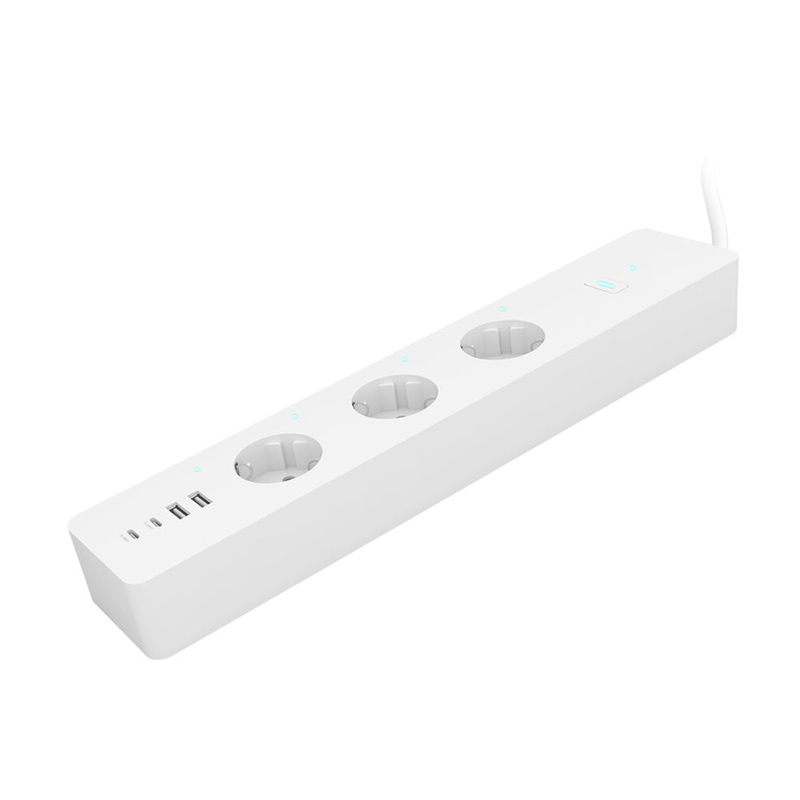 Smart elosztó (3 földelt+USB) Wi-Fi vezérlés okos készülékekkel, hangvezérléssel
