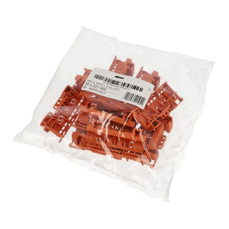 221 Wago rögzítő adapter, távtartó (4 mm²) kalapsínre, csavaros szereléshez (10 darab)
