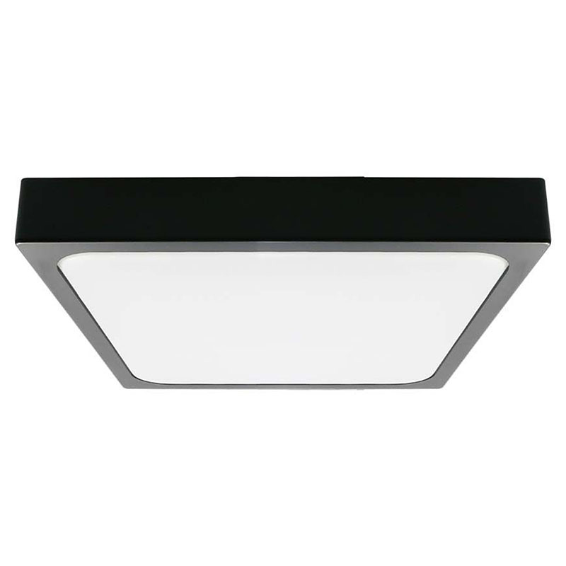 IP44 mennyezeti LED lámpatest mikrohullámú mozgásérzékelővel - négyzet (24W/2400lm) természetes fehér, fekete (295 mm)