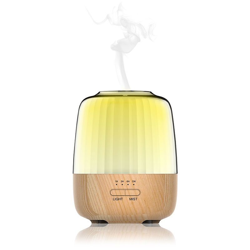 Aromaterápiás párásító, RGB LED hangulatfénnyel (300ml) fa mintás