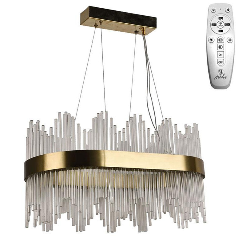 Kristály csillár - J6315/CH ovális LED függeszték (70W) távirányítható fényszín és fényerő