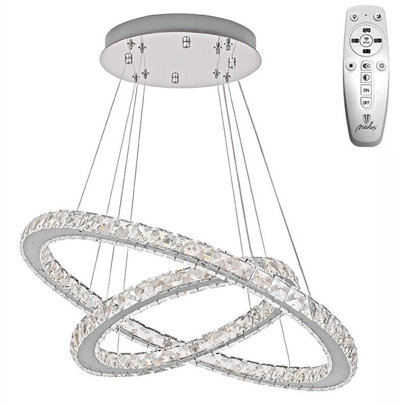 Mennyezeti LED design csillár: J6353/CH (115W) - kristály, Színhőmérséklet és fényerő szabályzás!
