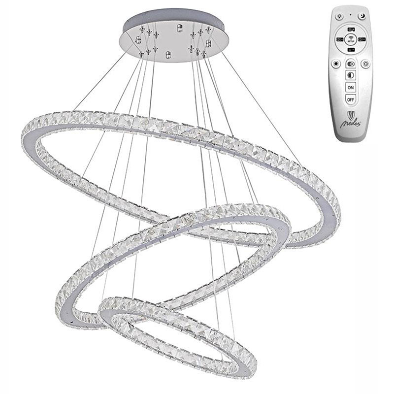 Kristály csillár - J6355/CH design LED függeszték (210W) távirányítható fényszín és fényerő