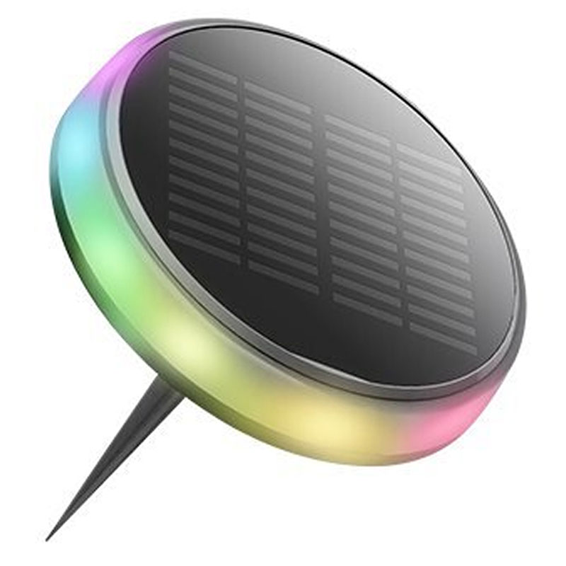 Színváltós szolár lámpa, RGB LED, falra szerelhető vagy leszúrható, kör alakú (16 cm)