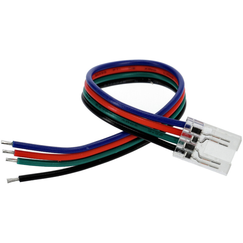 GTLED forrasztásmentes betáp csatlakozó RGB COB LED szalag bekötéséhez (10 mm - 4 eres) 14 cm vezetékkel