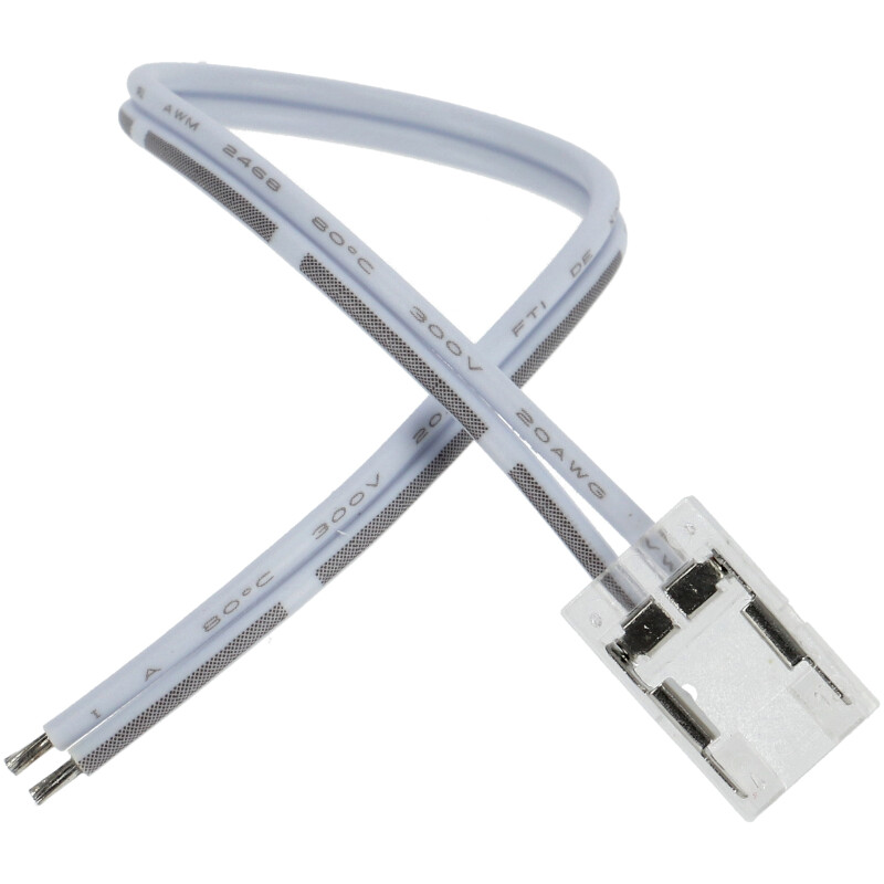 GTLED forrasztásmentes betáp csatlakozó egyszínű COB LED szalag bekötéséhez (8 mm - 2 eres) 14 cm vezetékkel