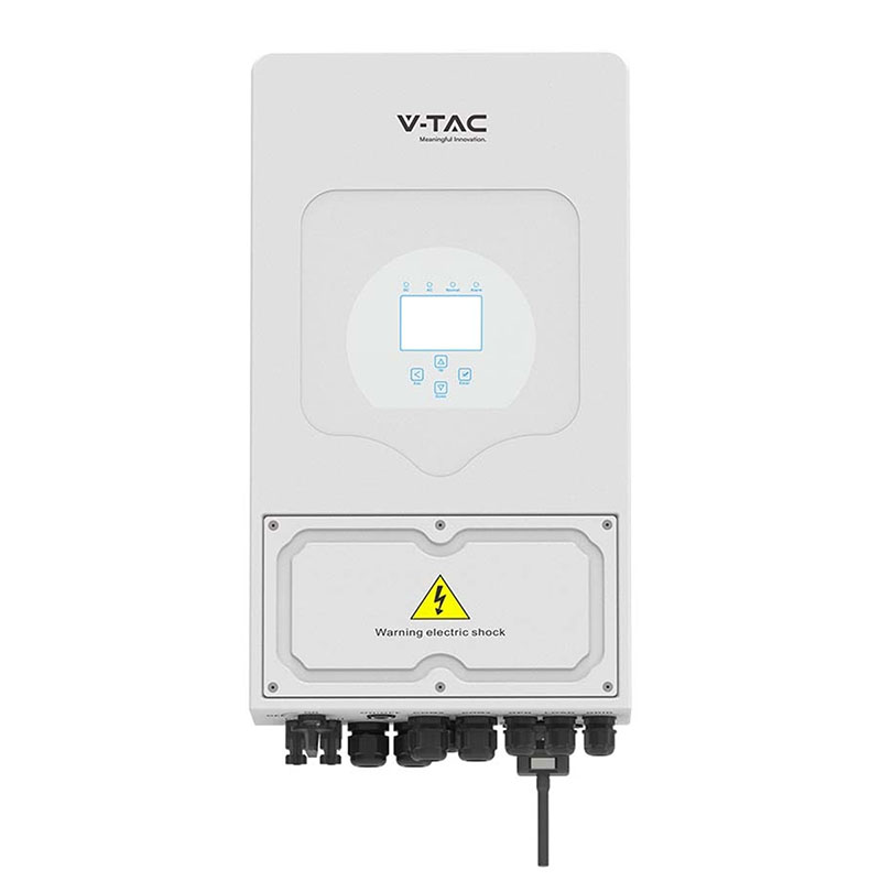Hibrid rendszerű inverter napelemes hálózathoz (6kW) On-Grid, egyfázisú, LCD kijelzővel, IP65