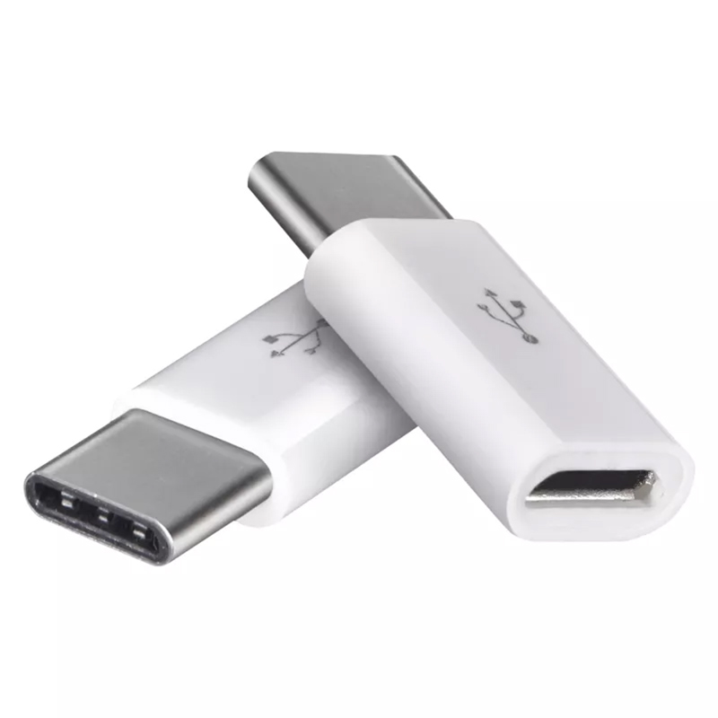 Micro USB - USB-C átalakító, adapter, fehér, 2 db