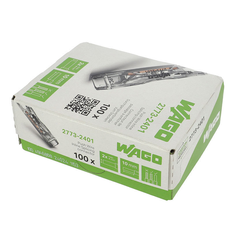 2773 Wago Push Wire soros vezeték összekötő, 2 x 4mm² vezetékes, keskeny (100 db)
