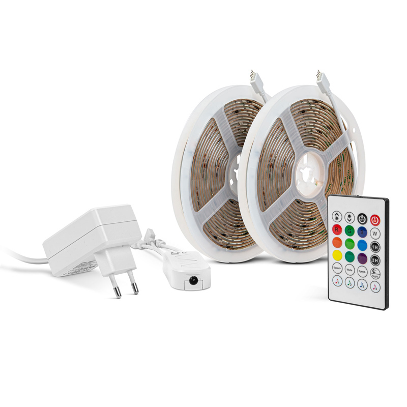 Magic RGB LED futófény 10 méter, adapterrel és 24 gombos vezérlővel, Smart + Wi-Fi