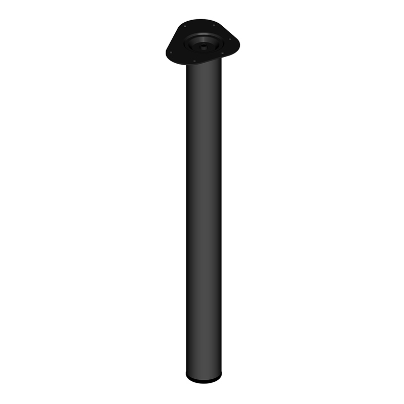 Fém asztalláb, henger alakú, 3 részes (60 mm) fényes fekete - 70 cm