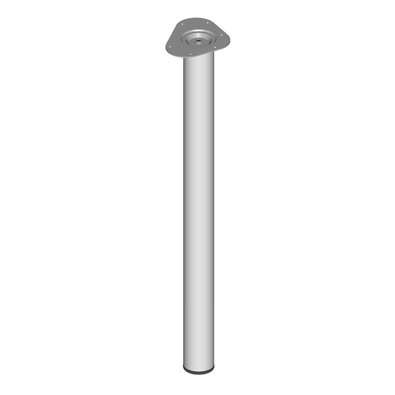 Fém asztalláb, henger alakú, 3 részes (60 mm) ezüst - 80 cm