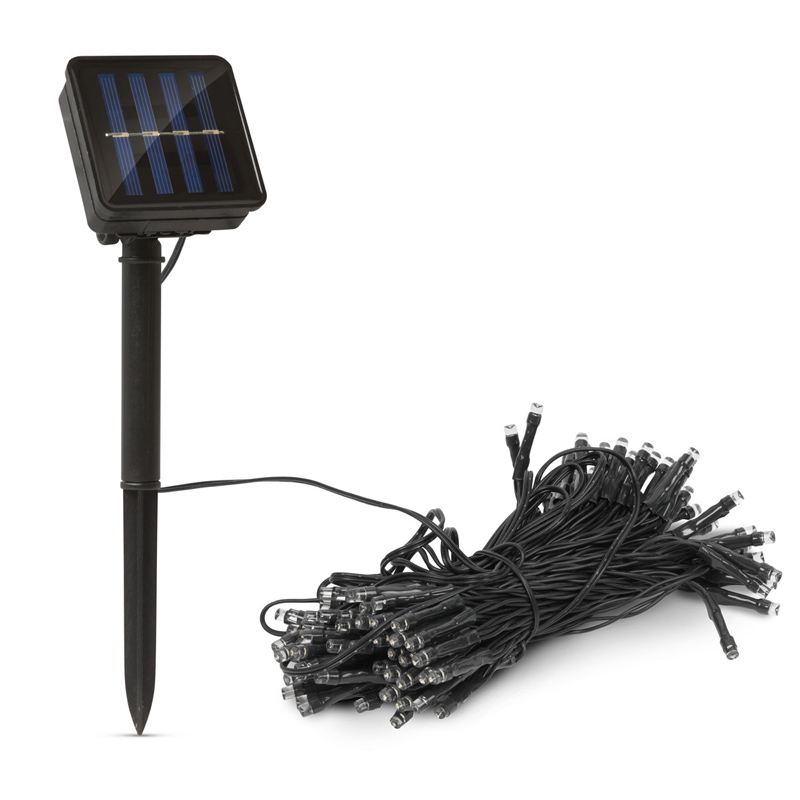LED napelemes fényfüzér, kültéri (50 db színes LED, 5 méter, 2 program)