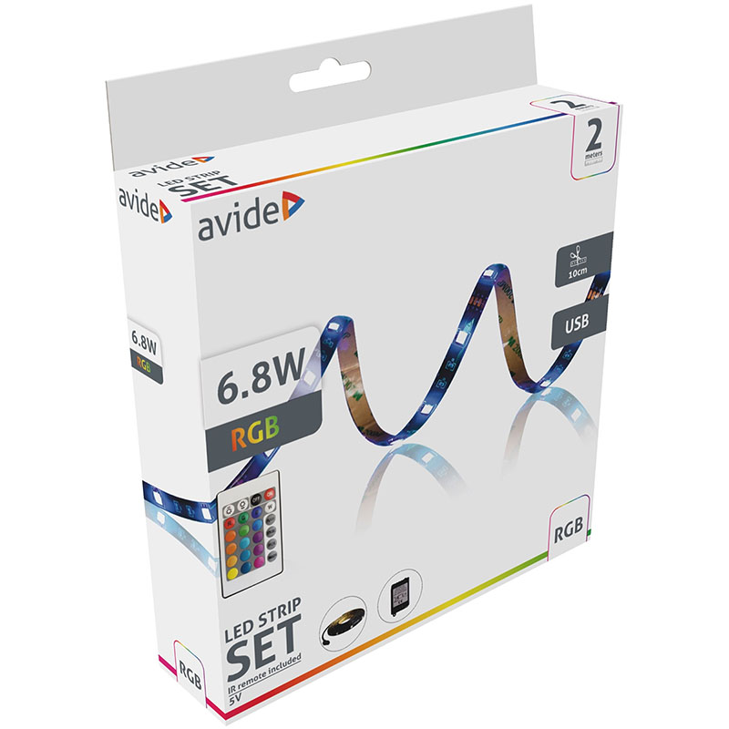 - USB csatlakozós színváltós LED szalag szett: 2 méter RGB + 24 gombos távirányító