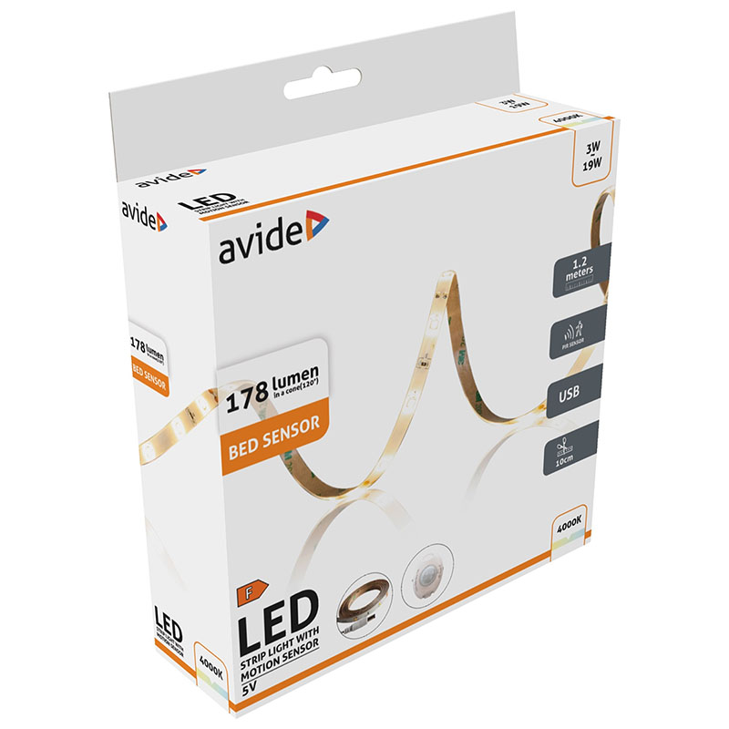- USB csatlakozós fehér LED szalag szett: 1.2 méter meleg fehér LED csík + mozgásérzékelő