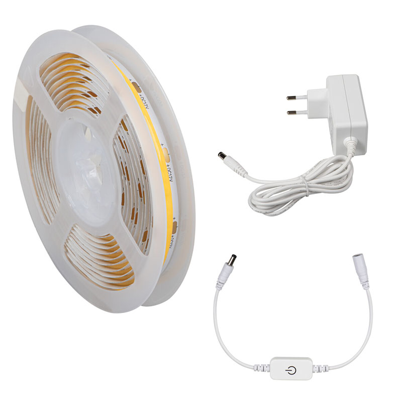 Fehér fényű LED szalag szett (3 méter meleg fehér LED csík + tápegység + érintős dimmer)
