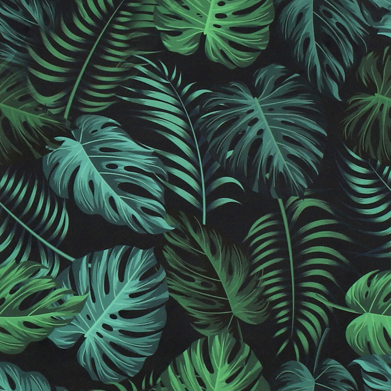 Öntapadós mintás tapéta - fekete, levél mintával (49 cm szélesség)
