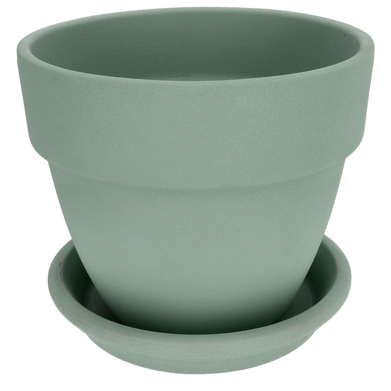 Agyagvirágcserép alátéttel, kerek - menta (20 cm/2,7l)