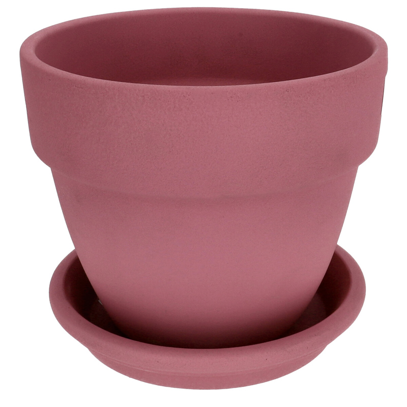 Agyagvirágcserép alátéttel, kerek - mályva (20 cm/2,7l)