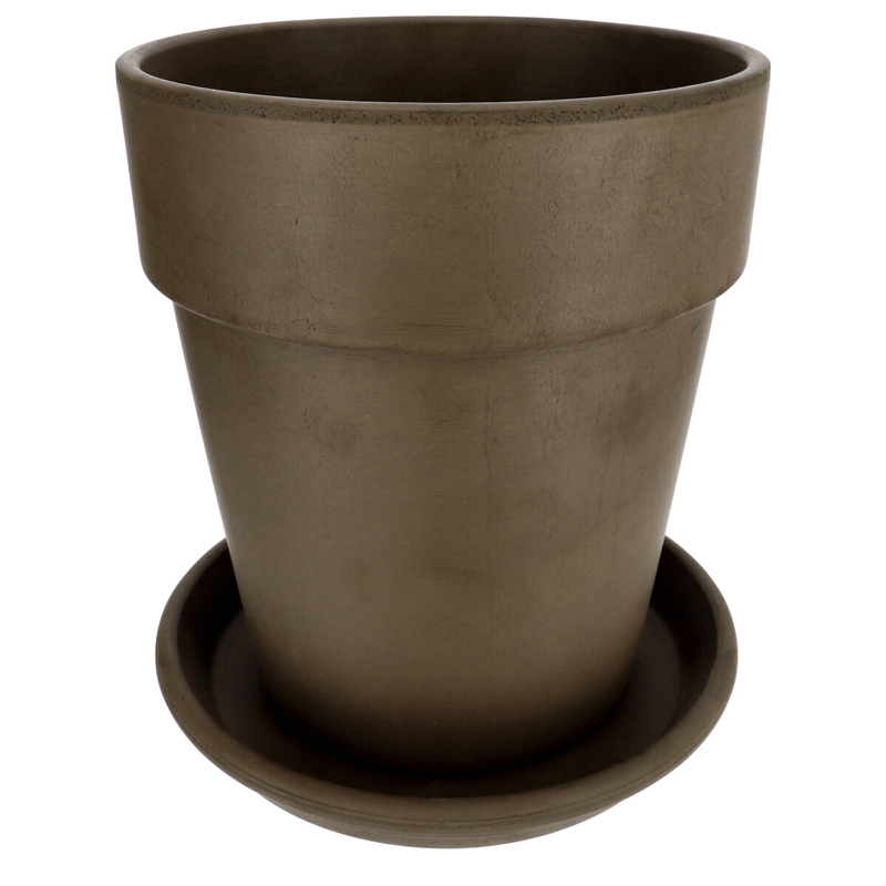 Agyagvirágcserép alátéttel, kerek, fagyálló - barna (27 cm/11l)