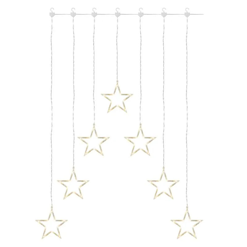 LED fényfüggöny csillagokkal (125x67 cm) meleg fehér, beltéri