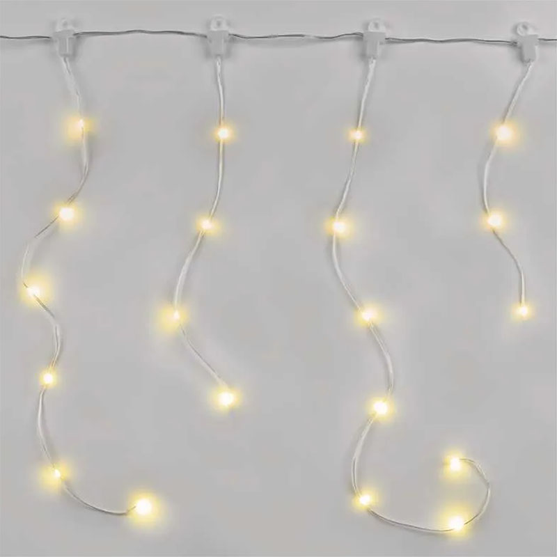 Kültéri LED-es jégcsap fényfüggöny (54 LED, 1.7x0.7 m) 8 program, meleg fehér