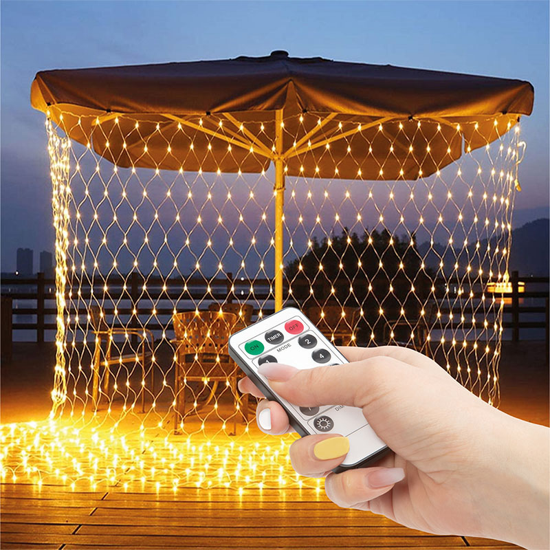 Karácsonyi LED fényháló (3m x 2m/190 LED) meleg fehér, kül- és beltéri, távirányítóval