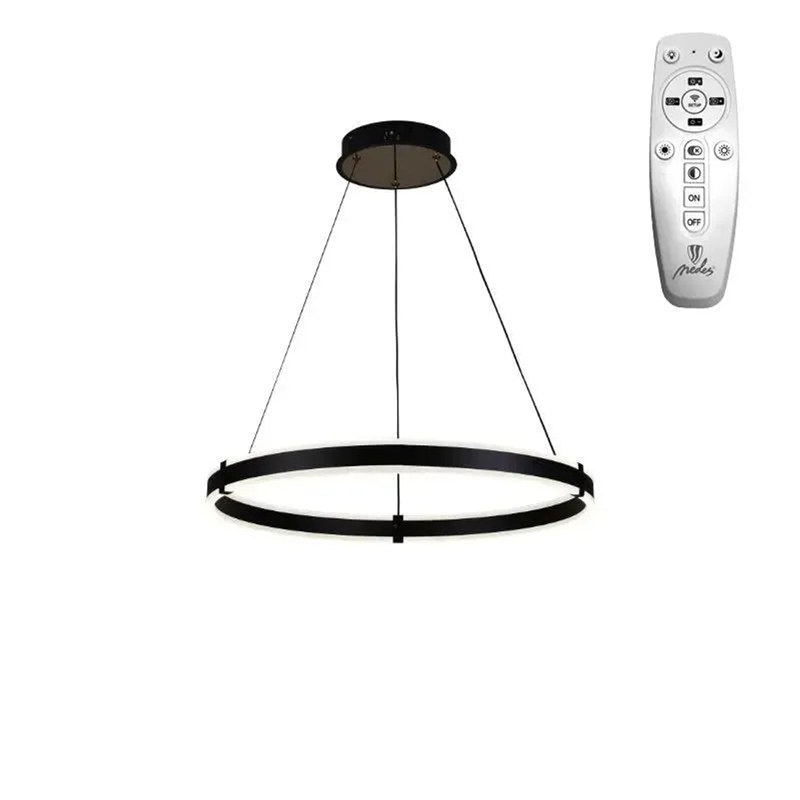 Fekete csillár J4338/B (85W LED) - távirányítós LED design csillár + Smart funkció