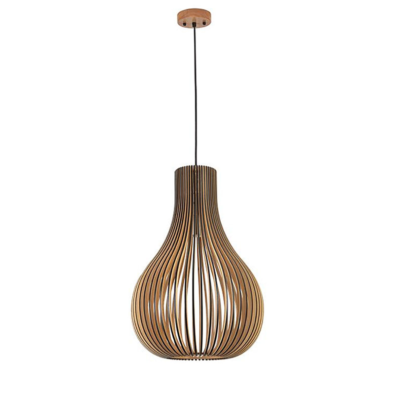 Tömör fa függeszték (E27) barna-fekete, 45 cm