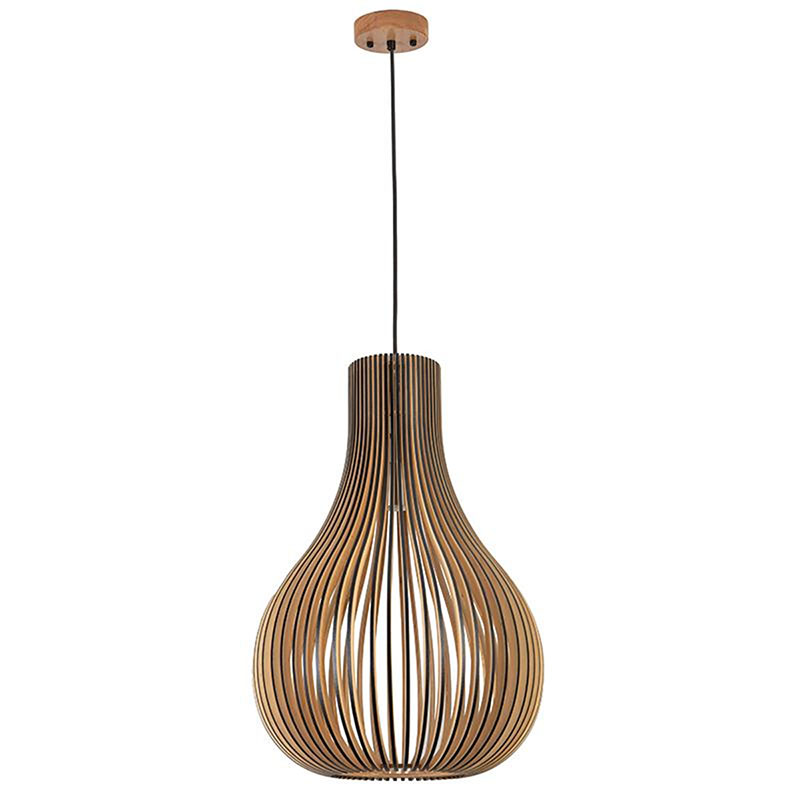 Tömör fa függeszték (E27) barna-fekete, 55 cm